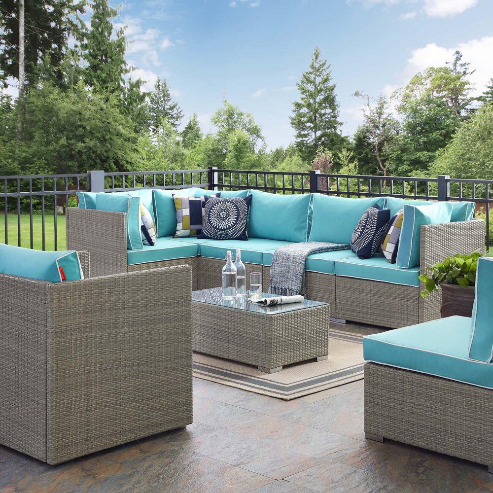 Modway Repose Outdoor Patio 7 Piece Sectional Set, Multiple Colors