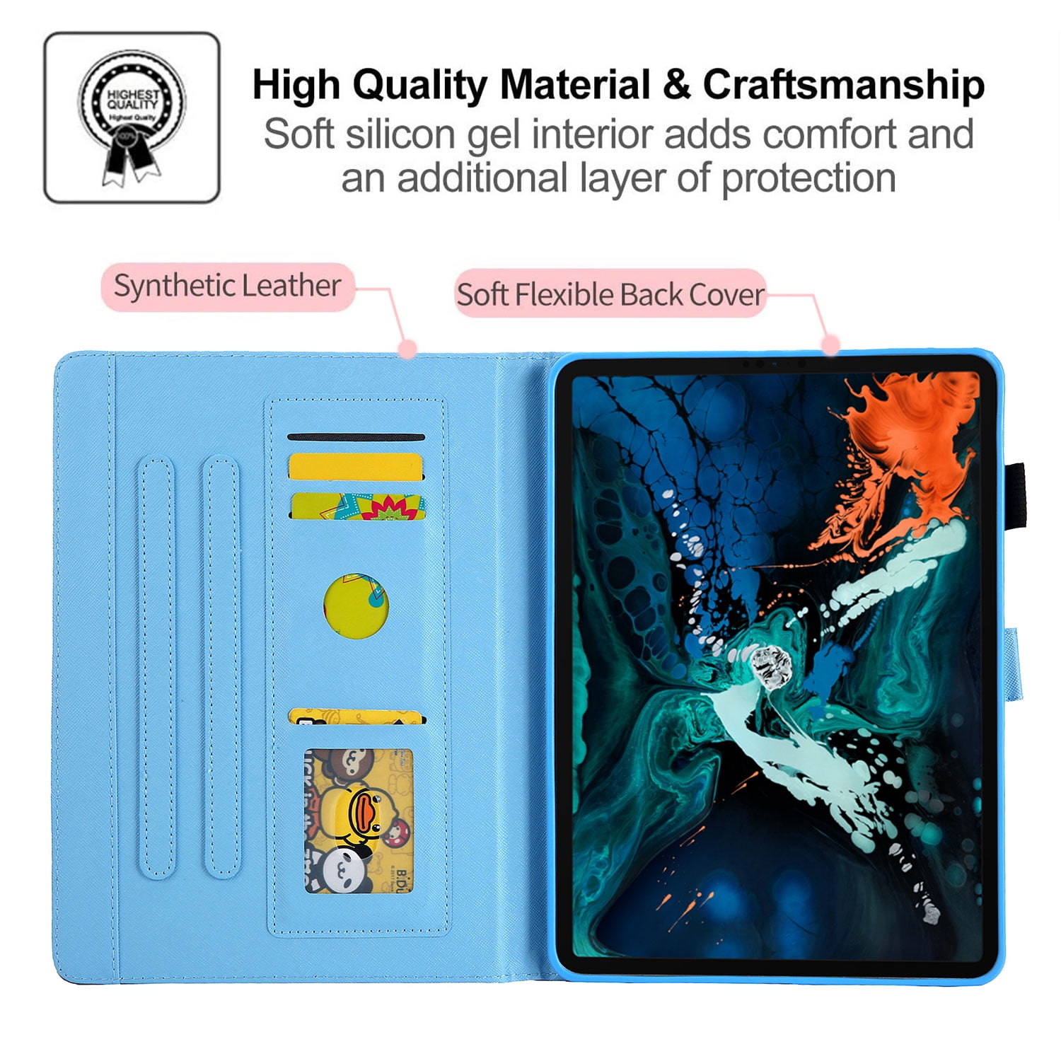 iPad Air 4th Gen Case 10.9", iPad Pro 11 Case 2021/2020/2018, Allytech PU Leather Slim Auto Sleep Wake Shockproof Kickstand Pencil Holder Case Cover for Apple iPad Air 4, iPad Pro 11,Colorful Painting