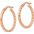 thumbnail image 2 of 14K Rose Gold Striped Edge Hoop Earrings (27.1 X 26) Made In Peru tf1942r, 2 of 5