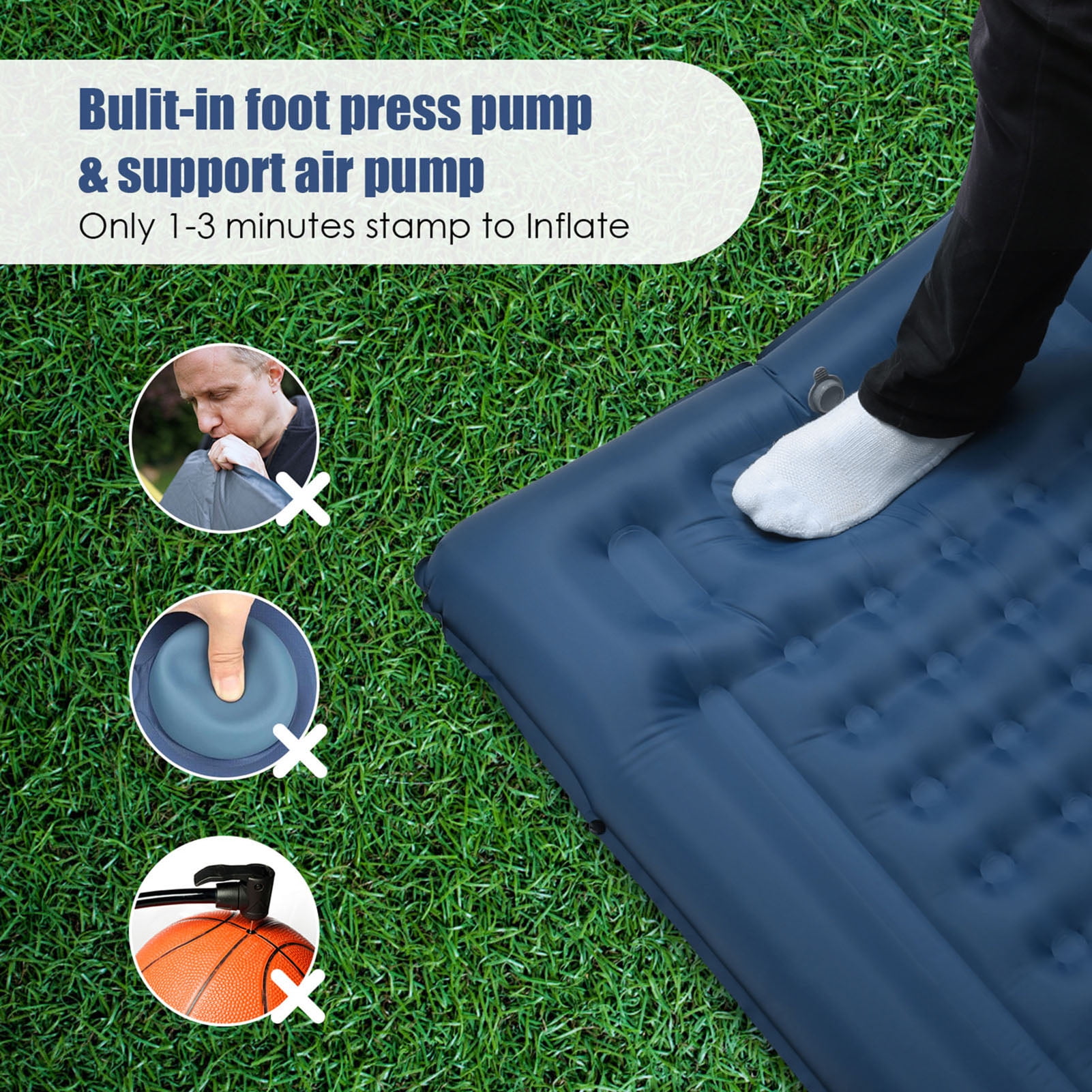 Mattress Inflatable Sleeping Pad Extra Thick 4 Inch Sleeping Pad Mat Air Mattress With Built-in Pump For Camping Backpacking Hiking Traveling Tent