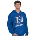 thumbnail image 4 of United States of Awesome Patriotic Unisex Fleece Graphic Zip Up Hoodie Brisco Brands 4X, 4 of 6