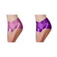 thumbnail image 1 of (2-Pack) Rinsvye Short Waist Leather Womens athletic Shorts Panty Dance Rave Shorts Women's Shorts with Pockets Faux High Glossy Women's Womens Shorts Trousers Pants, 1 of 5