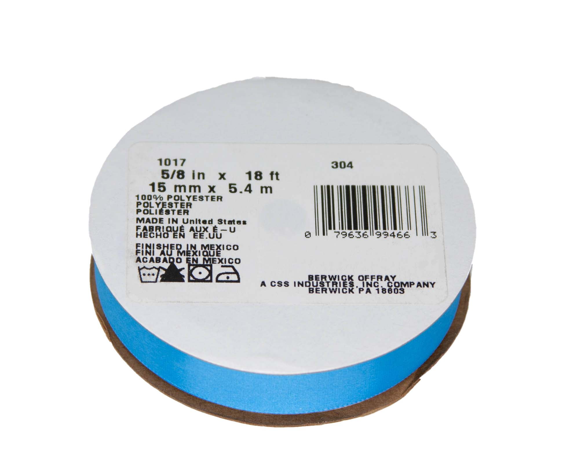 (4 pack) Offray Ribbon, Lagoon Blue 5/8 inch Single Face Satin Polyester Ribbon, 18 feet