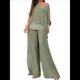 thumbnail image 1 of Conjunto de 2 Piezas para Mujer, Top Brillante, Pantalones Anchos, Traje Informal de Cuello Redondo con Lentejuelas. Verde S, 1 of 8