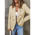 thumbnail image 2 of Womens Double Breasted Tweed Blazers Casual Long Sleeve Open Front Blazer Jackets Work Suits, 2 of 6