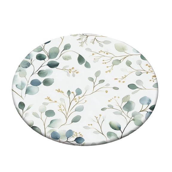 LLDYYDS Round Tablecloth with Elastic Edge, 36-60Inch Waterproof Table Cloth for Dinner, Outdoor, Picnic, 44inch, Leaves