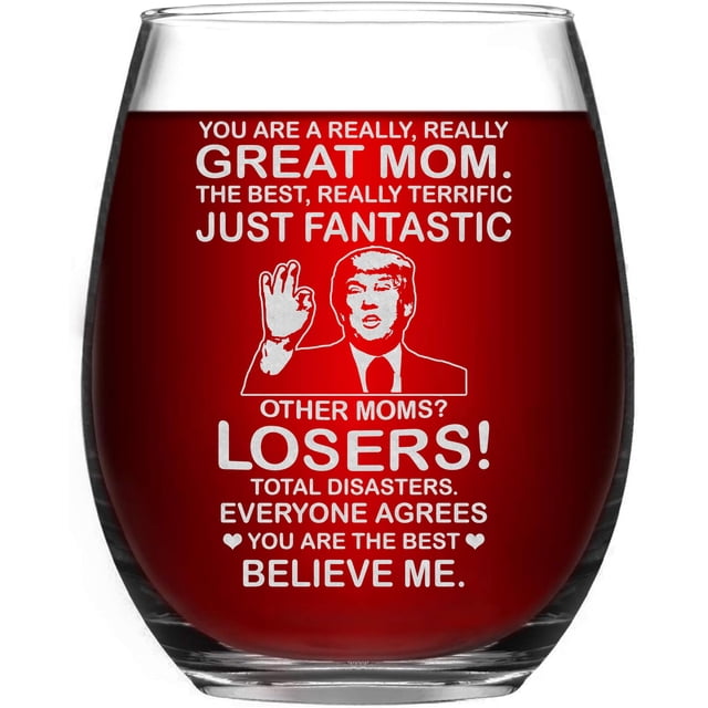 Copa de vino BETHEGIFT Mom Gift 414 ml Durable Crystal