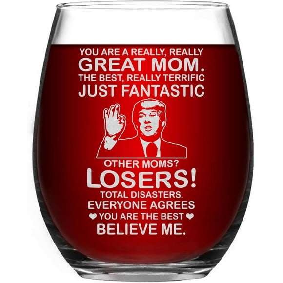 Copa de vino BETHEGIFT Mom Gift 414 ml Durable Crystal