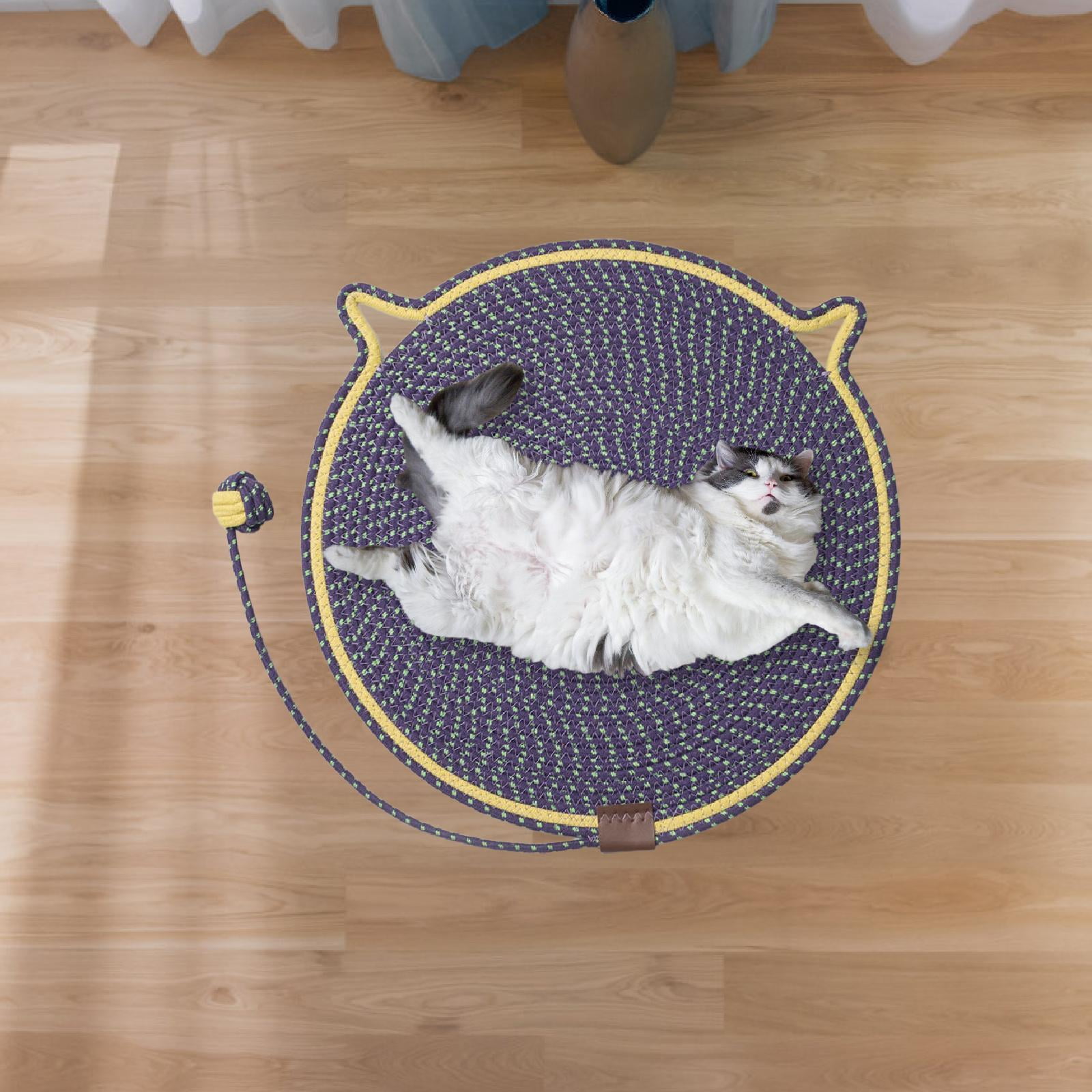 Serenable Cat Scratch Scrapers Scratch Cushions with Toys Grabbing Claw Toys Interactive Cat Toy Ball Scratched Mat for Carpet Household Dark Blue