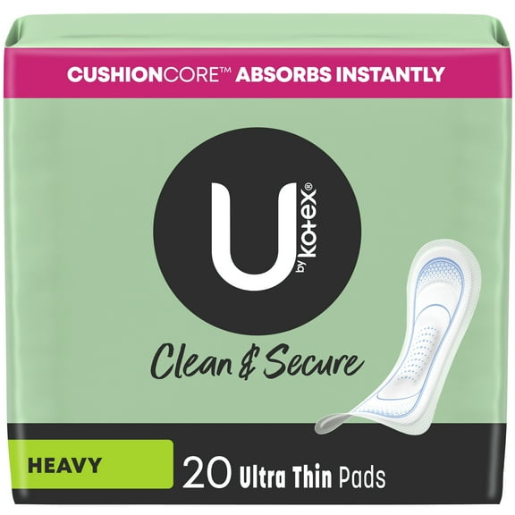 U by Kotex Clean & Secure Ultra Thin Pads, Heavy Absorbency, 20 Count