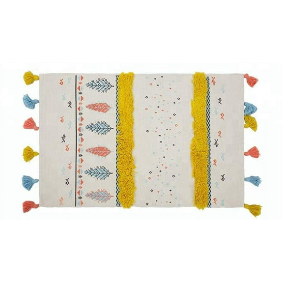 Fennco Styles Texutre Multicolor Fringe Tassel Area Rug 2' x 3' Small Rug