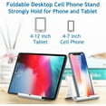 thumbnail image 2 of Cell Phone Stand for Desk, Foldable Mobile Holder, Multi-Angle Universal Adjustable Tablet Stand Compatible With Most Phones and Tablets (White), 2 of 15