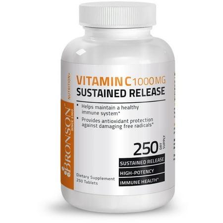 Bronson Vitamin C 1000 mg Sustained Release Premium Non-GMO Ascorbic Acid, 250
