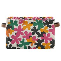 Yayeee Canvas Storage Basket with Handles for Shelves Fabric Bins Closet Organizer, Pink Floral Blooms