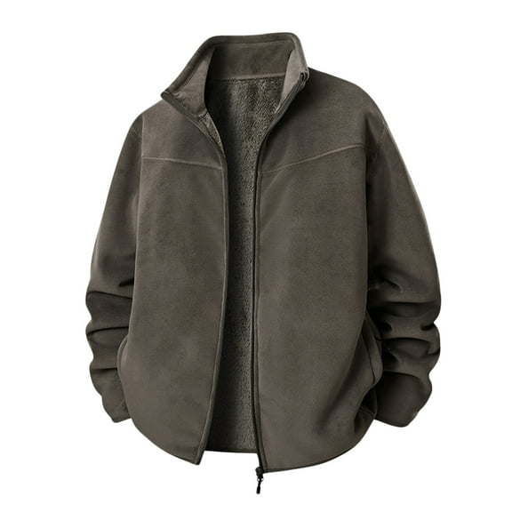 Ceisia Men's Casual Thick Fleece Stand Collar Jacket Zipper Pocket Gift Long Sleeve Winter Outerwear