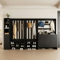thumbnail image 6 of RichYa 65"H Hall Tree with Bench & Shoe Storage,Freestanding Coat Rack with Narrow Cabinets for Entryway, Living Room, Black(D), 6 of 7