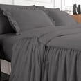 thumbnail image 5 of 4 Piece Long Ruffle Sheet Set, 30" Inch Long Ruffle On Corner Of The Flat Sheet, 10 Inch Deep Pocket, 100% Egyptian Cotton, 800 TC, Twin Size, Solid Dark Grey, 5 of 9