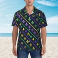 thumbnail image 4 of Easygdp Mardi Gras Strings of Beads Men's Hawaiian Shirts Print Lapel Short Sleeve for Beach, vacation, party, casual occasions - Large, 4 of 9