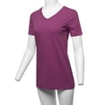 thumbnail image 5 of A2Y Women's Basic Solid Premium Cotton Short Sleeve V-neck T Shirt Tee Tops Dark Plum 3XL, 5 of 6