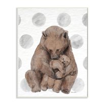 Stupell Industries Nursery Bear and Cub Illustration Neutral Polka Dots Wall Plaque Design by Daphne Polselli