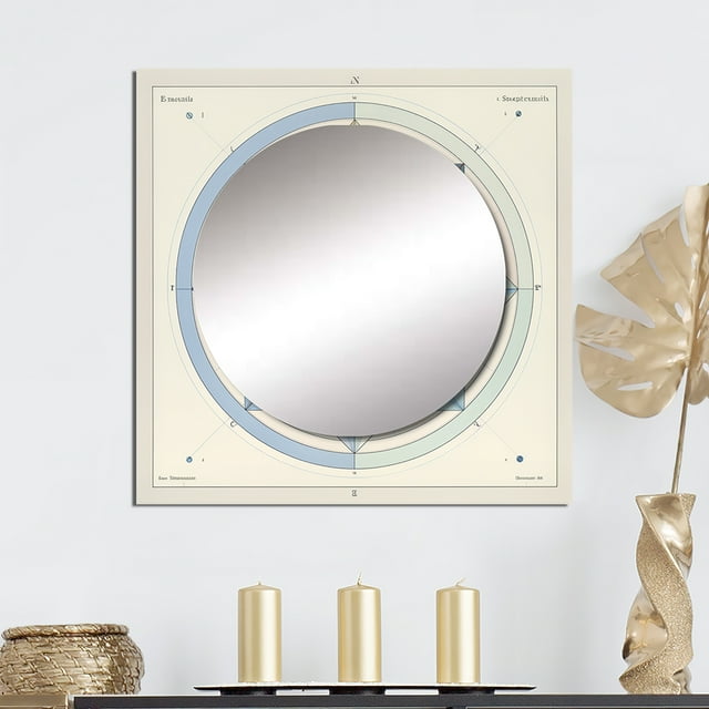 Designart "Divine Enigma Antique Mandala Depiction III" Modern Geometric Square Mirror For Wall Decor - Large Gold Square Mirror Printed Wall Decor - Modern Square Living Room Mirror