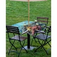 thumbnail image 4 of Hokiten Outdoor Tablecloths with Umbrella Hole & Zipper, Underwater Animals 60x60 Inch Square Tablecloths, Turtle Shark Coral Coastal Fish Waterproof Table Cloth, Patio/Pool/Picnic Table Covers, 4 of 7