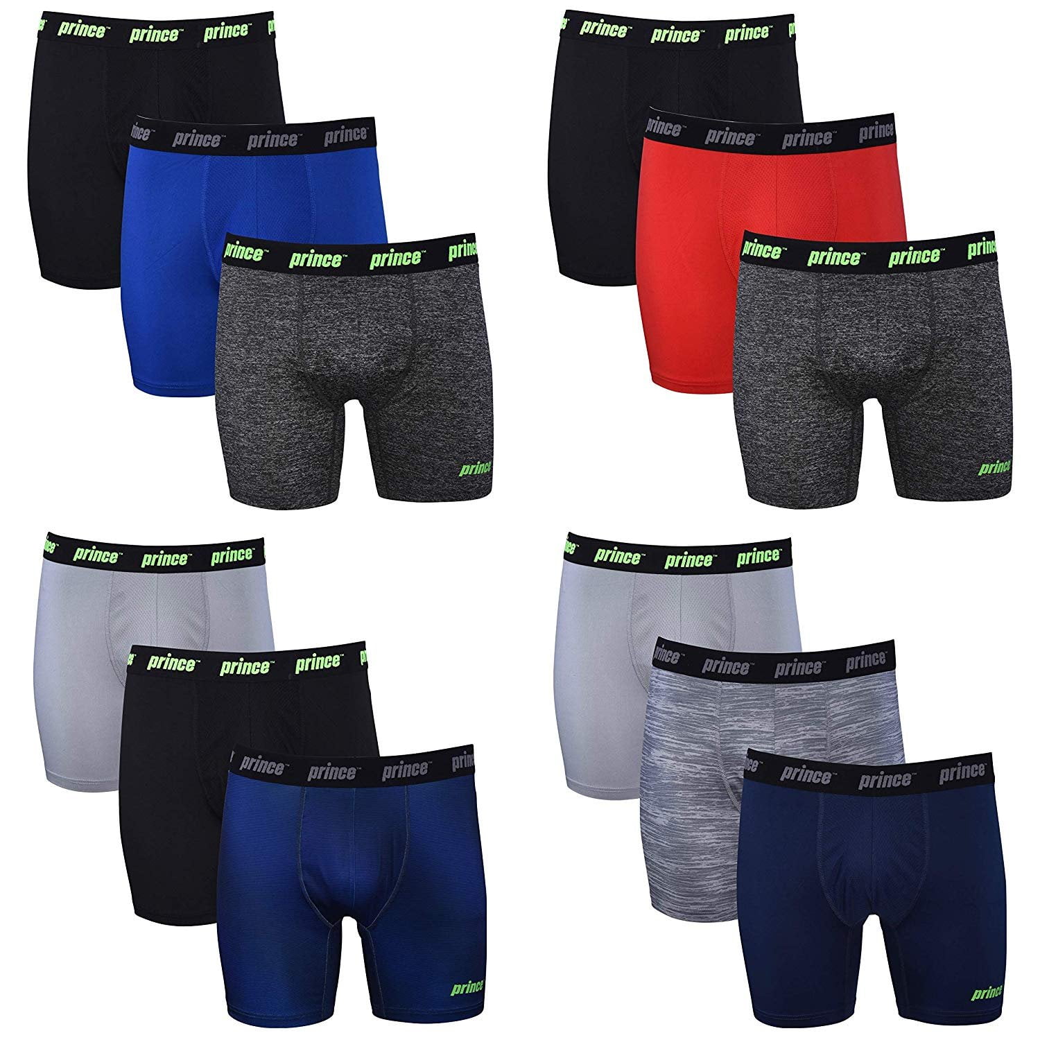 Prince Mens Performance Boxer Briefs - 12-Pack Athletic Fit Breathable ...