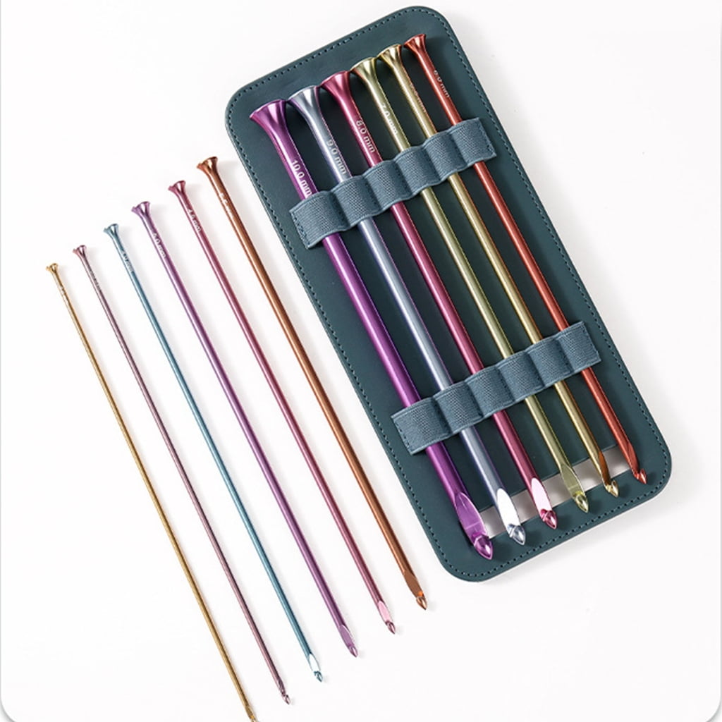 MOMOJIA 6Pcs Professional Tunisian Crochet Hook Aluminum Afghan Knitting Needle For Blanket Sweater Scarf Bag 5.0mm-10mm