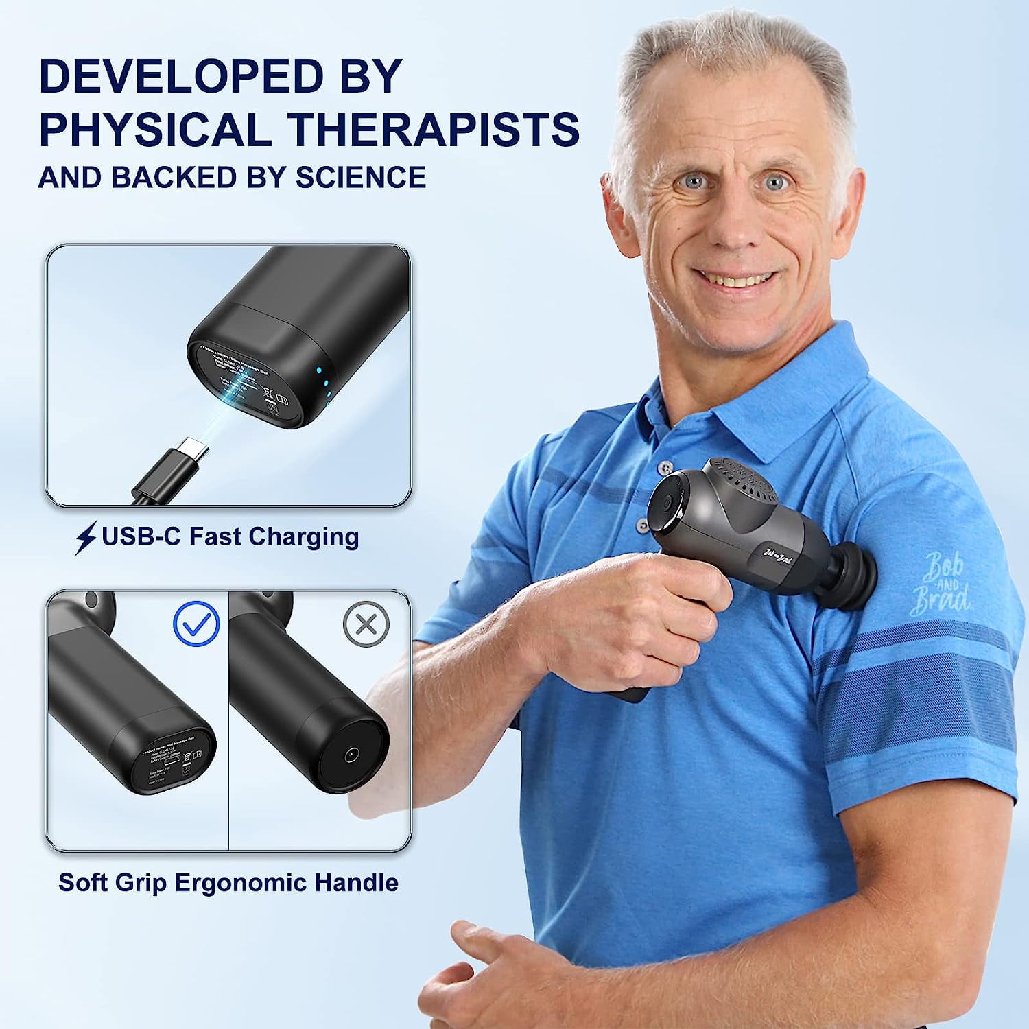 Bob and Brad Deep Tissue C2 Massage Gun with 5 Speeds and 5 Heads, Percussive Electric Back Massagers for Professional Athletes Home Gym Workout Recovery Pain Relief
