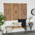thumbnail image 3 of DecMode Brown Wooden Handmade Intricately Carved Floral Wall Decor (3 Count), 3 of 12
