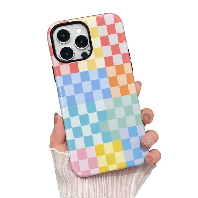 Branple Compatible Con Iphone 16 Pro Max Funda Linda Y Colorida A Cuadros Con Tpu Suave Y Delgada A Prueba De Golpes Y Fundas Protectoras De Pc Duras Para Mujeres/Hombres Diseñadas Para Iphone 16 Pro