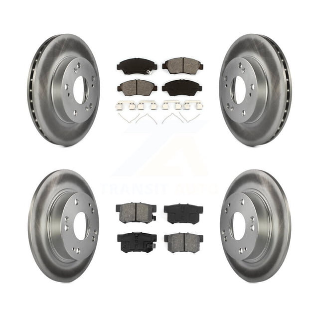 Transit Auto Front Rear Coated Disc Brake Rotors and Semi-Metallic Pads Kit for Car Honda Civic KGS-100807