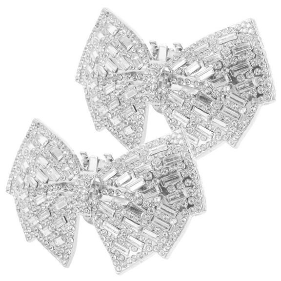 Worgeous 2PCS Bow Shoe Clips Bowknot Shoe Charms Rhinestone Shoes Clips Clip on Bows for Shoes Women Removable Buckle Accessories