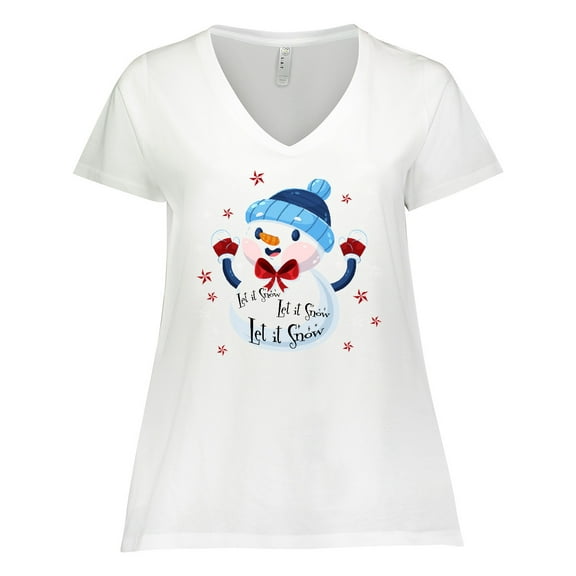 Inktastic Holiday Snowman Women's Plus Size V-Neck T-Shirt