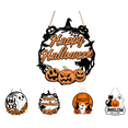 thumbnail image 4 of Halloween Wooden Door Hanger, Rustic Pumpkin Bat Ghost Themed Hanging Wall Plaque Sign,For Spooky Halloween Party Indoor Outdoor Home Front Door Porch Wall Holiday Decor (Rustic Pumpkin), 4 of 11