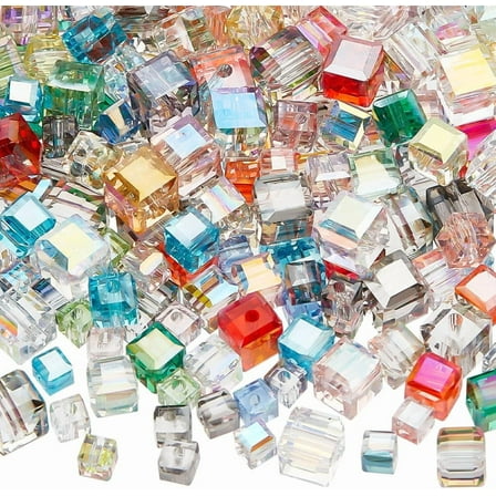 240 Pcs Cube Beads 3 Sizes 4mm 6mm 7mm Clear Square Glass Beads Loose Spacer Faceted Beads for Necklace Bracelet DIY Jewelry Crafts