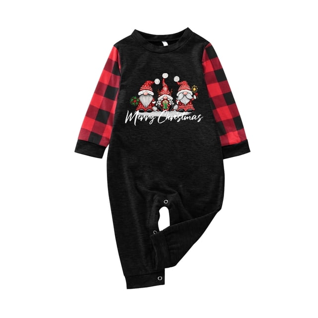 LSLJS Pyjamas de Noël Assortis pour Famille, Tenue Parent-Enfant Costumes de Noël Patchwork à Carreaux Imprimés Vêtements de Maison Col Rond Manches Longues Pyjamas Ensemble Deux Pièces pour Bébé pour les Fêtes Ensemble de Nuit de Noël