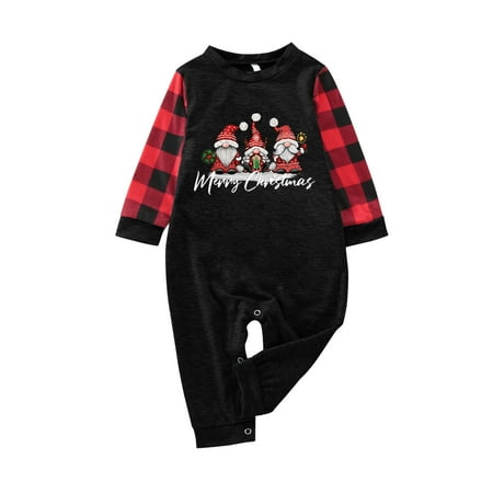 

NARABB Parent-child Attire Christmas Suits Patchwork Plaid Printed Homewear Round Neck Long Sleeve Pajamas Two-piece Baby Sets