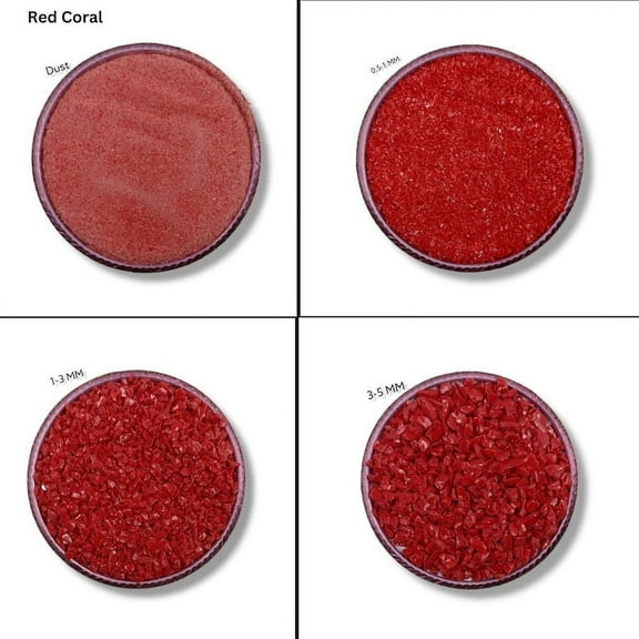 Crushed Red Coral Gemstone Coarse All Size Coral Crushed Coarse For Woodwork, Ring Inlay Stone Healing Powder, Stone Inlay Powder Red Coral 0.5 to 1 MM 50 Gram ( 1.76 OZ )