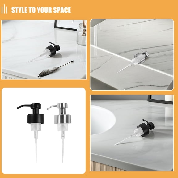 STRANDCHIC 2PCS Reusable Replacement Pump Tops Stainless Steel Soap Foaming for Daily Cleaning and Home Use Black