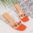thumbnail image 4 of Xdegoge Womens Clear Heels Sandals Plus Size Open Toe Summer Beach Shoes Transparent Strap Dressy Slippers Strolling Walking Ladies Party Slides, 4 of 9