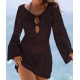 thumbnail image 2 of Women Bathing Suit Cover Up Crochet Keyhole Front Summer Beach Dress Swimsuit Cover up Long Flare Sleeve Hollow Out Bikini Coverup Pullover Black Alsol Lamesa, 2 of 3