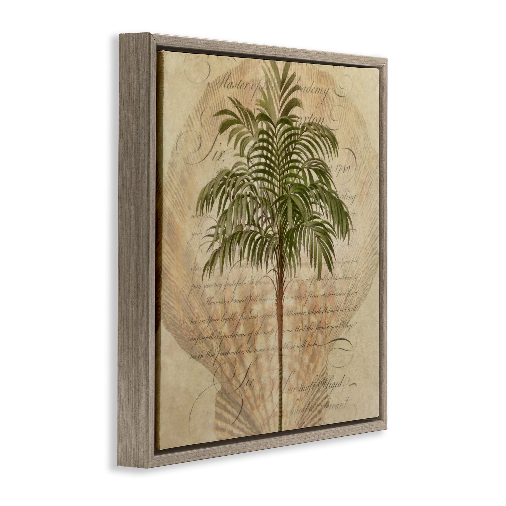 Stupell Industries Subdued Tropics Palm Brown Framed Floater Canvas Wall Art, design by Steve Hunziker