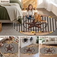 thumbnail image 6 of 4ft Round Rug, Texas Star Non-Skid Rubber Backing Large Area Rugs - Living Room Bedroom Home Office, Farmhouse Country Sunflower Black Plaid Indoor Floor Mat Carpets Washable Rug, 6 of 9