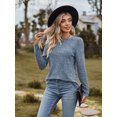 thumbnail image 4 of Chiclily Womens Long Sleeve Shirts Lightweight Pullover Sweaters Blue Large Crew Neck Tunics Tops, 4 of 6