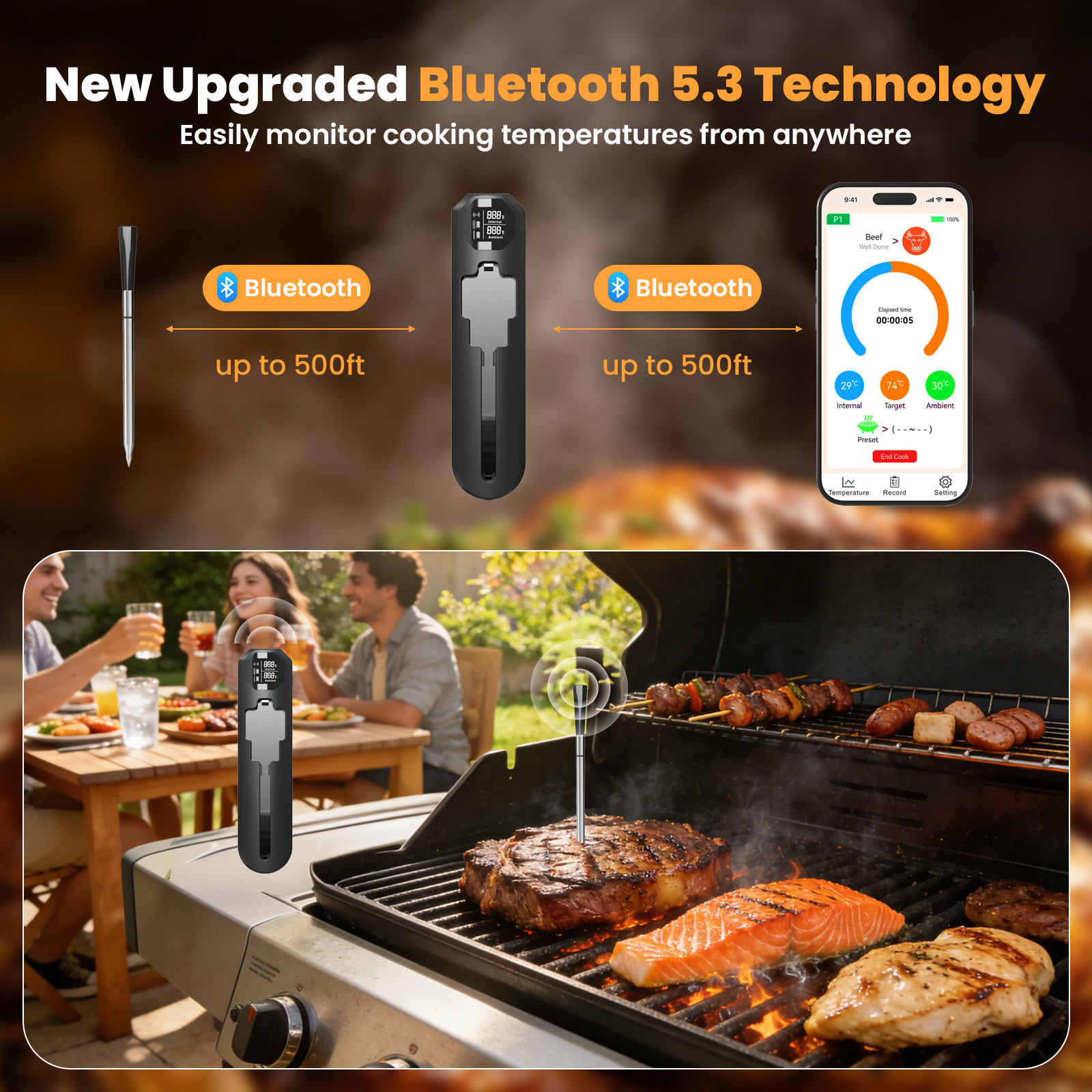 AMBLER Smart Wireless Meat Thermometer with Dual Probes photo 5