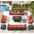 thumbnail image 4 of Grezone Patio Furniture Sets 15 Pieces Sectional Outdoor Furniture Sofa Chairs Set All Weather PE Rattan Wicker Couch Conversation Set, Red, 4 of 9