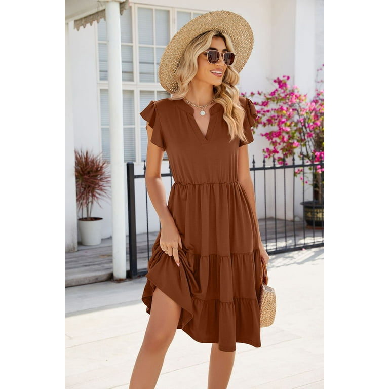 summer wrap dress midi Coconut Cove Taupe Tropical Print Midi Wrap Dress