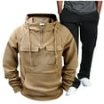thumbnail image 2 of BiZtdJrK Tracksuits for Men Solid Color Long Sleeve Tactical Hoodies and Casual Drawstring Cargo Sweatpants 2 Piece Sets Military Workout Jogging Suits Brown M Daily Sales Of The Day, 2 of 6