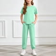 thumbnail image 2 of WELOIJEVBE Girls Summer Outfits Sets Fashion Short Sleeve T-Shirts Top and Pants for Child Girls Size Girls Clothes 9-10 Years, 2 of 6